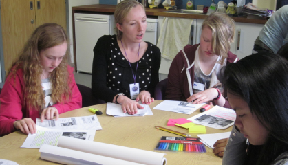 Volunteer helper at work