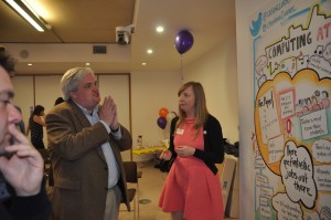 Miles Berry, Carrie Anne Philbin and Dan Bowen discussing Diversity in Computer Science at our Launch Party
